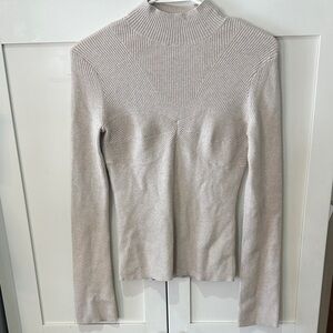 Maje Cream Ribbed Turtleneck Sweater